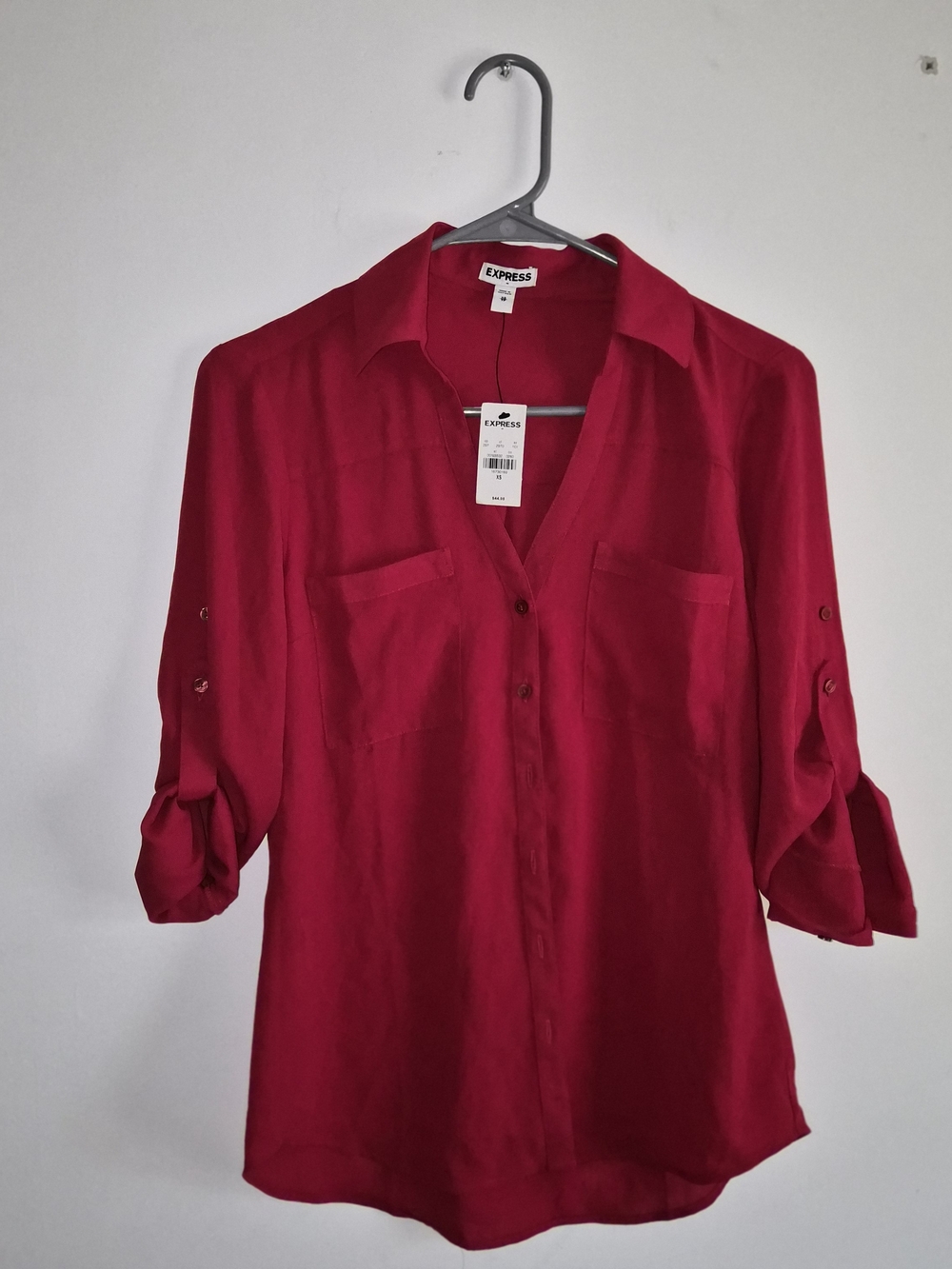 Express Women's Red Button-Front Blouse